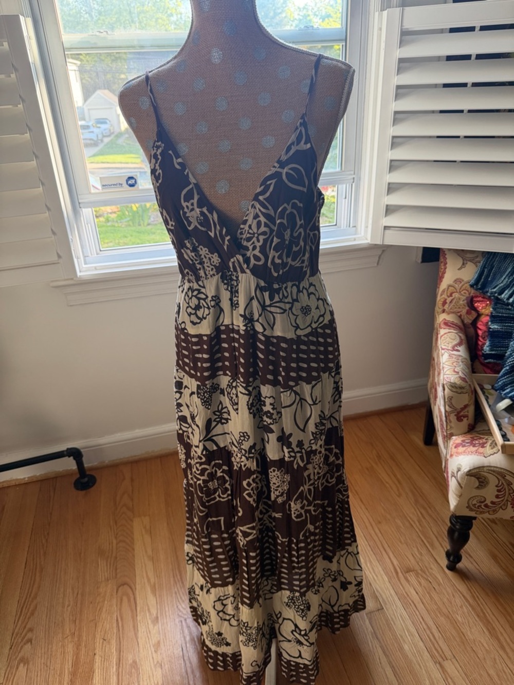 Magic Brown and Cream Floral Maxi Dress